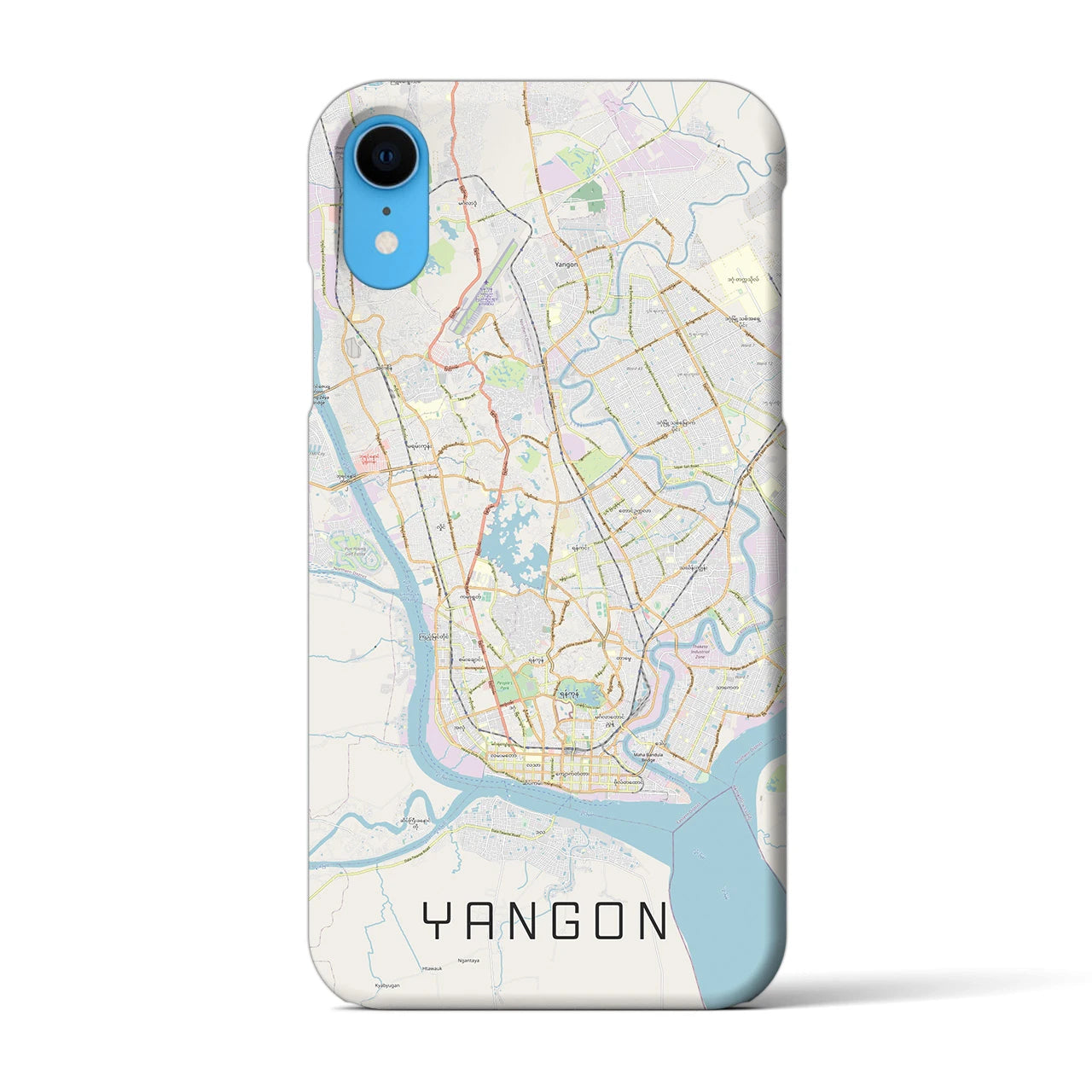 【ヤンゴン】地図柄iPhoneケース（バックカバータイプ・ナチュラル）iPhone XR 用