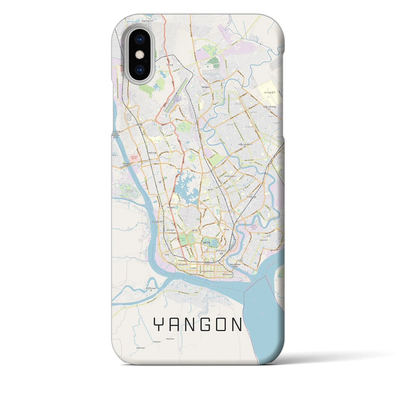 【ヤンゴン】地図柄iPhoneケース（バックカバータイプ・ナチュラル）iPhone XS Max 用