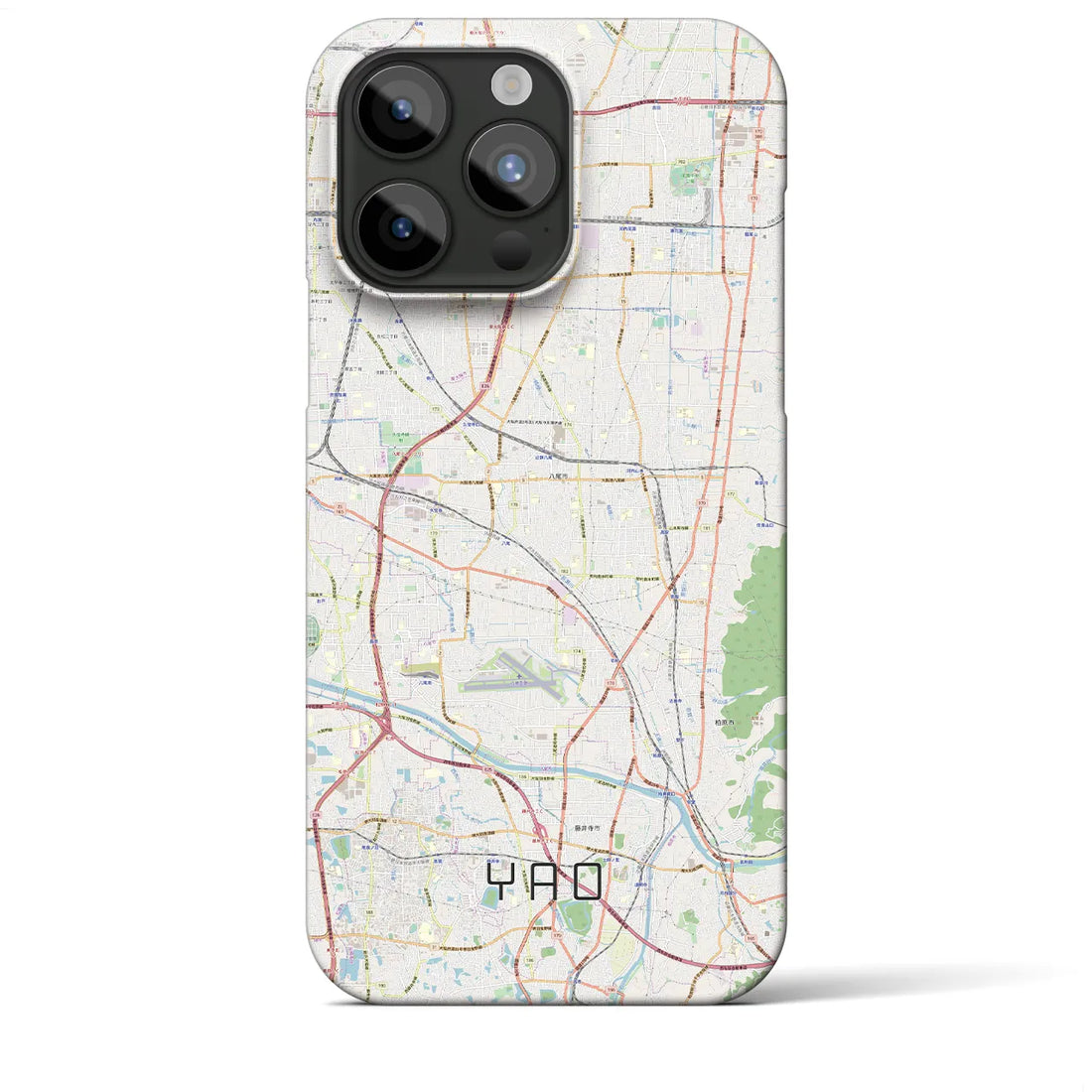 【八尾】地図柄iPhoneケース（バックカバータイプ・ナチュラル）iPhone 15 Pro Max 用
