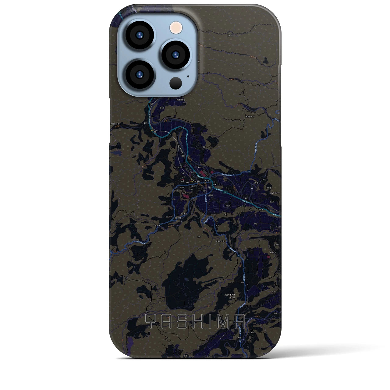 【矢島】地図柄iPhoneケース（バックカバータイプ・ブラック）iPhone 13 Pro Max 用
