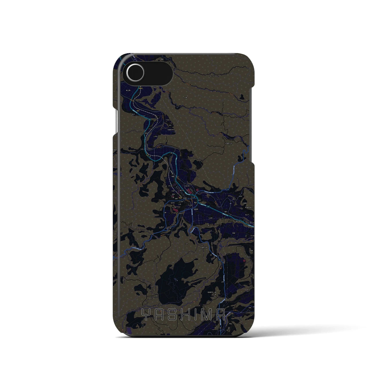 【矢島】地図柄iPhoneケース（バックカバータイプ・ブラック）iPhone SE（第3 / 第2世代） / 8 / 7 / 6s / 6 用
