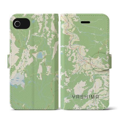 【矢島（秋田県）】地図柄iPhoneケース（手帳タイプ）ナチュラル・iPhone SE（第3 / 第2世代） / 8 / 7 / 6s / 6 用