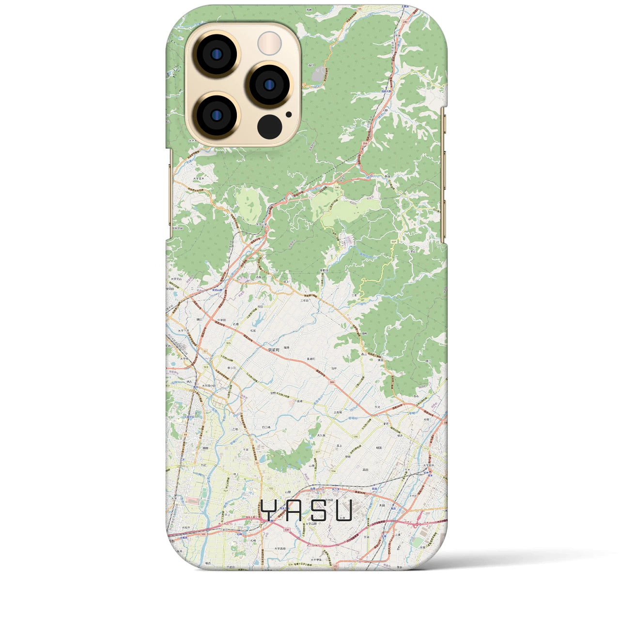 【夜須】地図柄iPhoneケース（バックカバータイプ・ナチュラル）iPhone 12 Pro Max 用