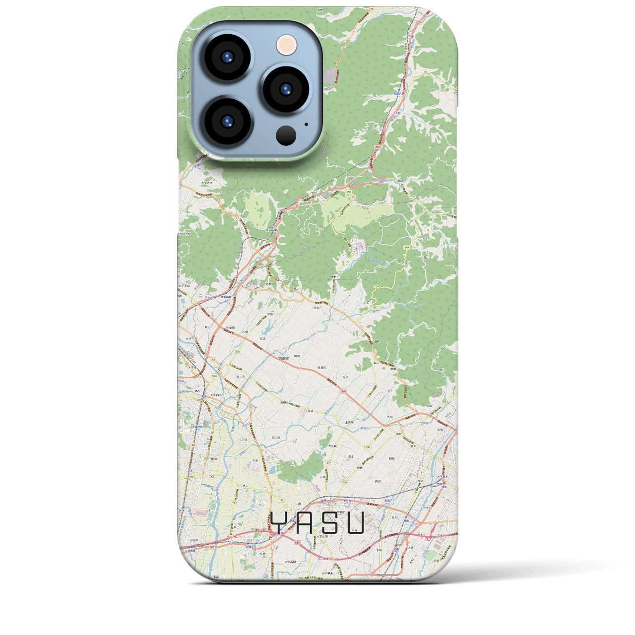 【夜須】地図柄iPhoneケース（バックカバータイプ・ナチュラル）iPhone 13 Pro Max 用