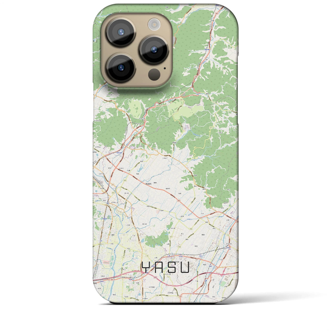 【夜須】地図柄iPhoneケース（バックカバータイプ・ナチュラル）iPhone 14 Pro Max 用