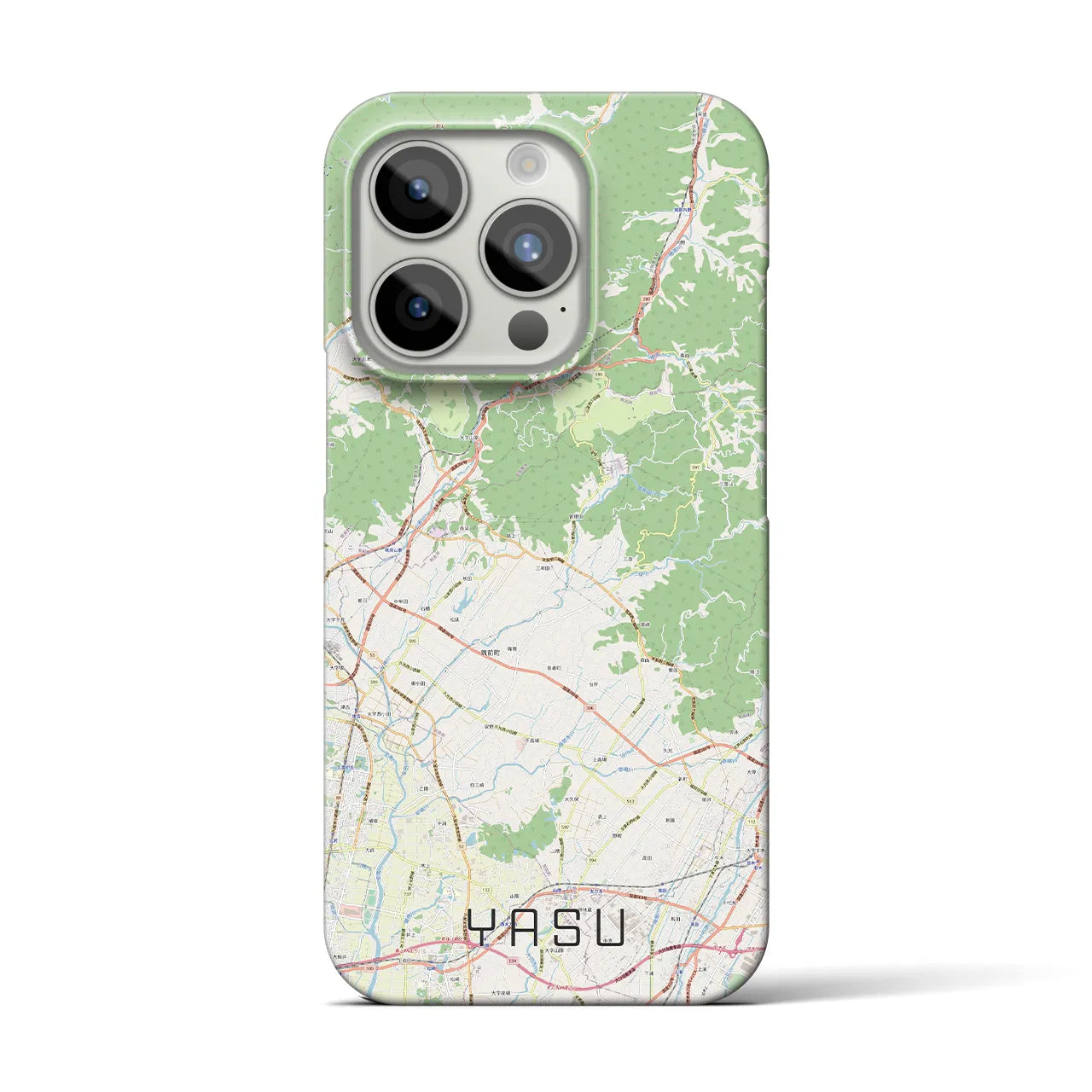 【夜須】地図柄iPhoneケース（バックカバータイプ・ナチュラル）iPhone 15 Pro 用
