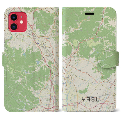 【夜須】地図柄iPhoneケース（手帳両面タイプ・ナチュラル）iPhone 11 用