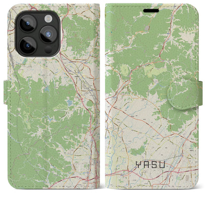 【夜須】地図柄iPhoneケース（手帳両面タイプ・ナチュラル）iPhone 15 Pro Max 用