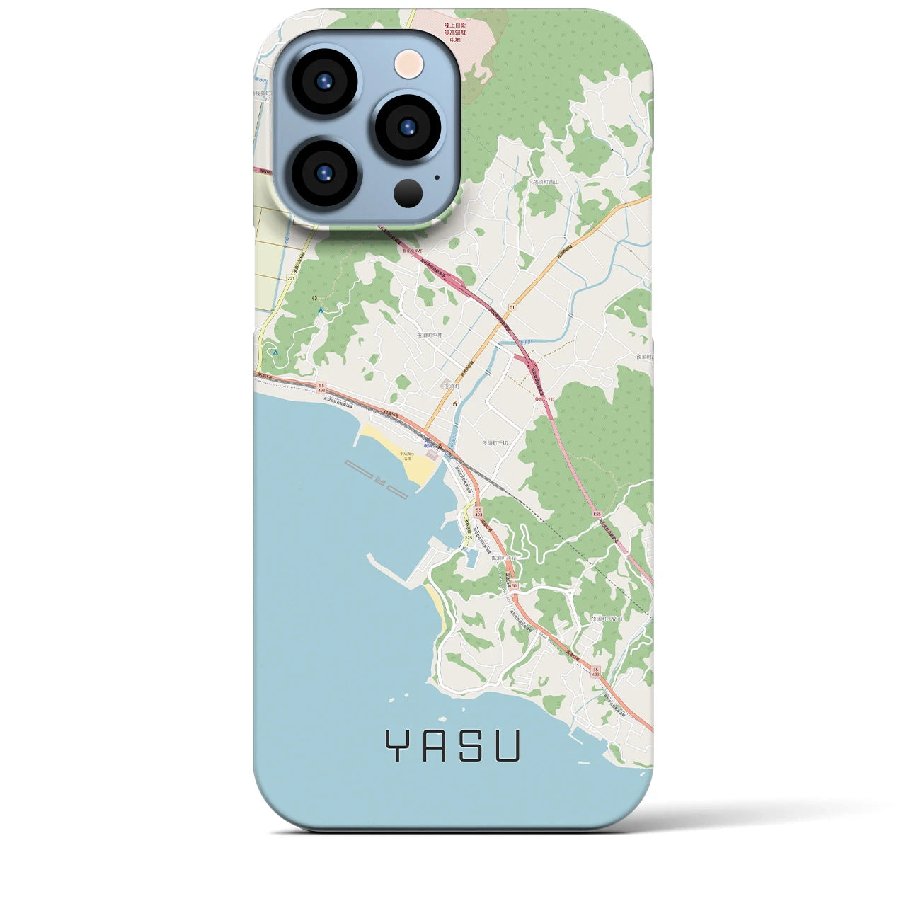 【夜須（高知県）】地図柄iPhoneケース（バックカバータイプ・ナチュラル）iPhone 13 Pro Max 用