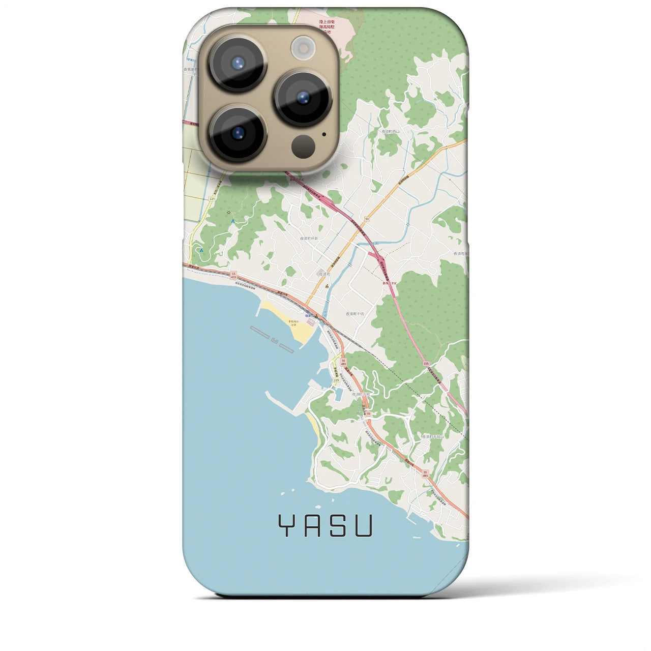 【夜須（高知県）】地図柄iPhoneケース（バックカバータイプ・ナチュラル）iPhone 14 Pro Max 用