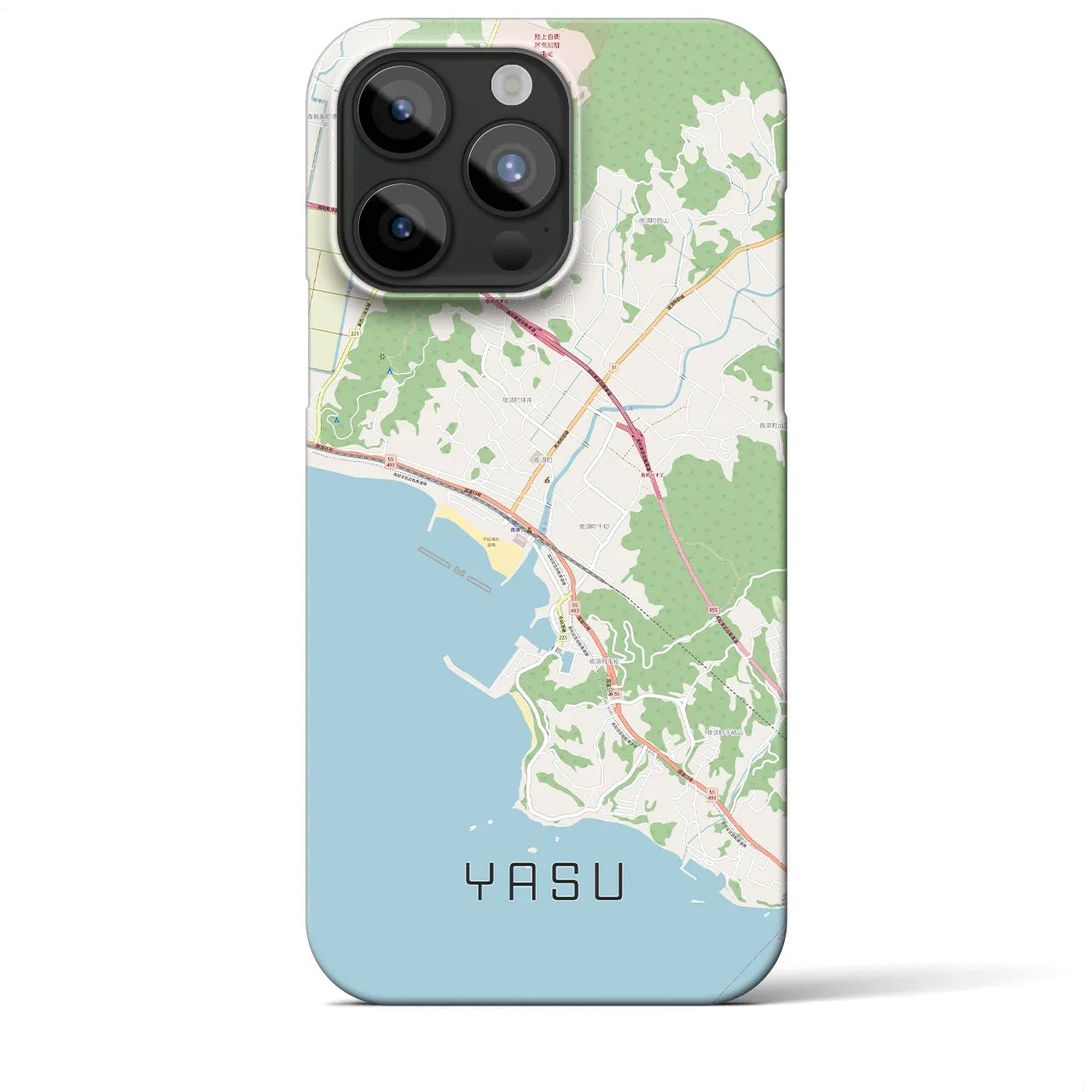 【夜須（高知県）】地図柄iPhoneケース（バックカバータイプ・ナチュラル）iPhone 15 Pro Max 用