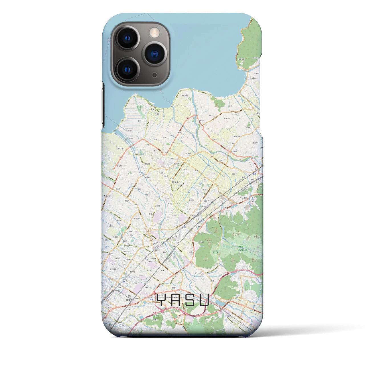 【野洲】地図柄iPhoneケース（バックカバータイプ・ナチュラル）iPhone 11 Pro Max 用