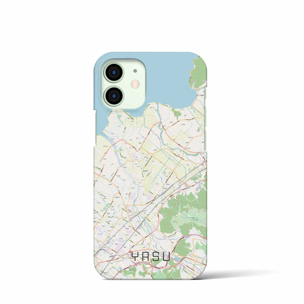 【野洲】地図柄iPhoneケース（バックカバータイプ・ナチュラル）iPhone 12 mini 用
