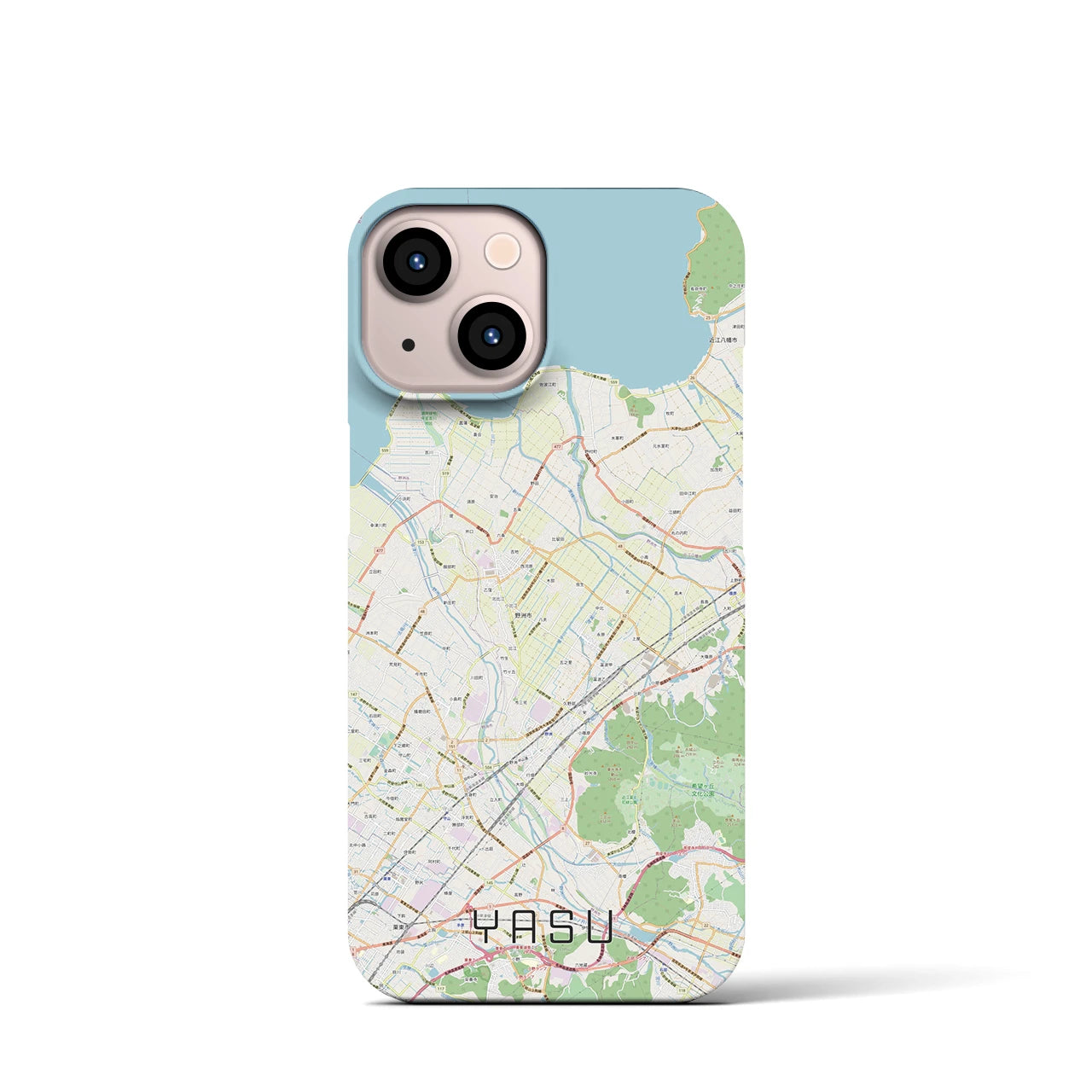 【野洲】地図柄iPhoneケース（バックカバータイプ・ナチュラル）iPhone 13 mini 用
