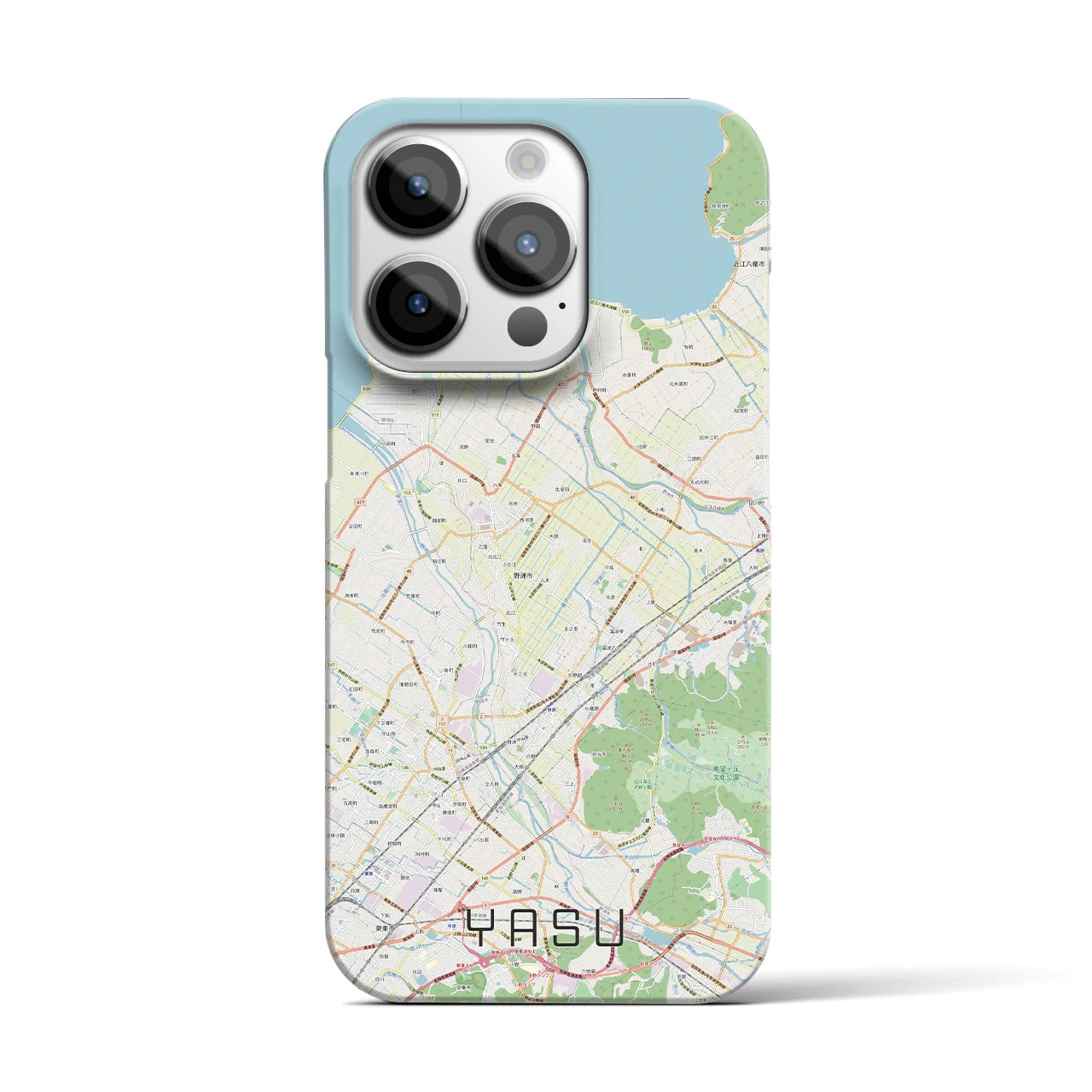 【野洲】地図柄iPhoneケース（バックカバータイプ・ナチュラル）iPhone 14 Pro 用