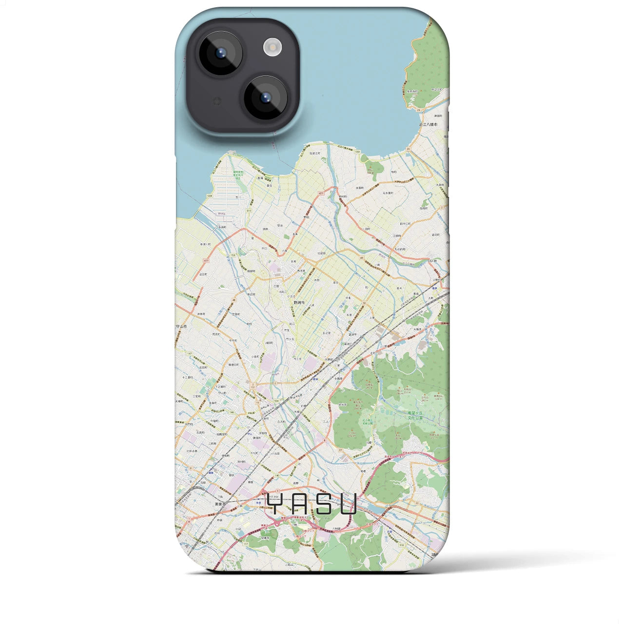 【野洲】地図柄iPhoneケース（バックカバータイプ・ナチュラル）iPhone 14 Plus 用