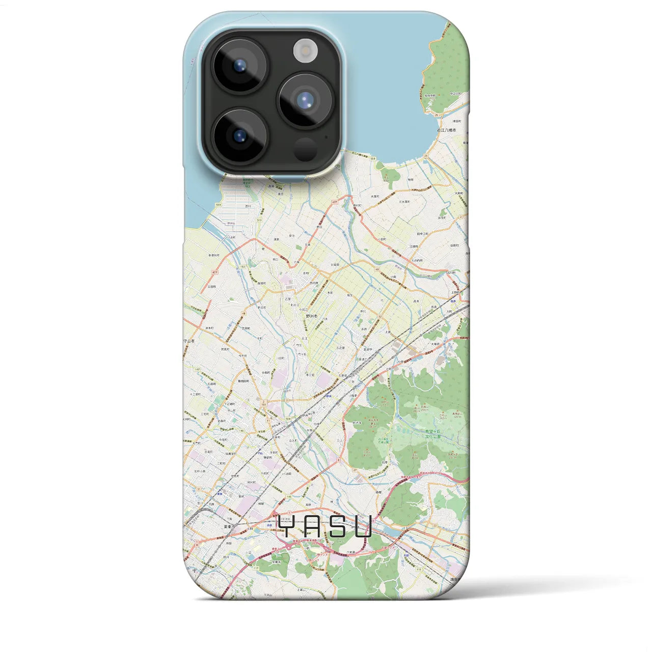 【野洲】地図柄iPhoneケース（バックカバータイプ・ナチュラル）iPhone 15 Pro Max 用