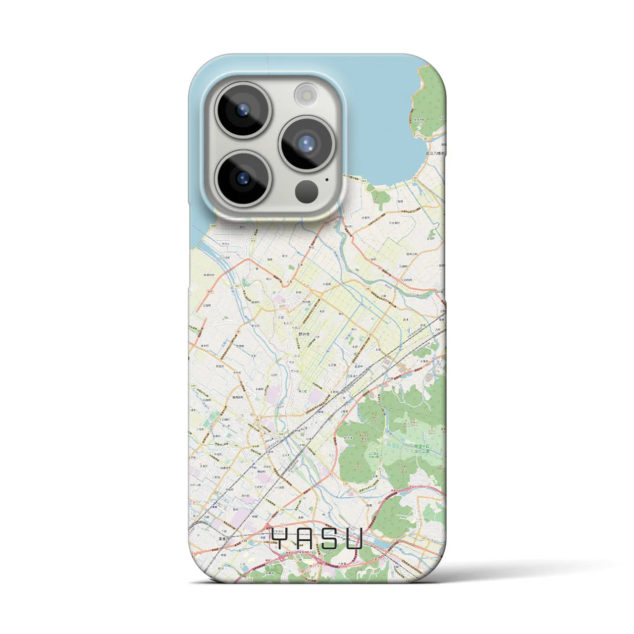 【野洲】地図柄iPhoneケース（バックカバータイプ・ナチュラル）iPhone 15 Pro 用