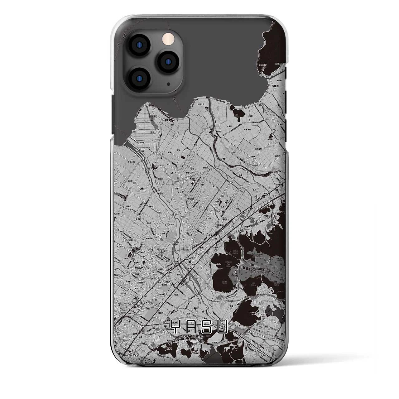 【野洲】地図柄iPhoneケース（クリアタイプ・モノトーン）iPhone 11 Pro Max 用