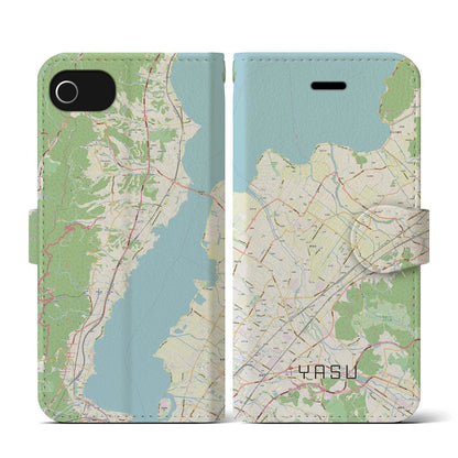 【野洲（滋賀県）】地図柄iPhoneケース（手帳タイプ）ナチュラル・iPhone SE（第3 / 第2世代） / 8 / 7 / 6s / 6 用