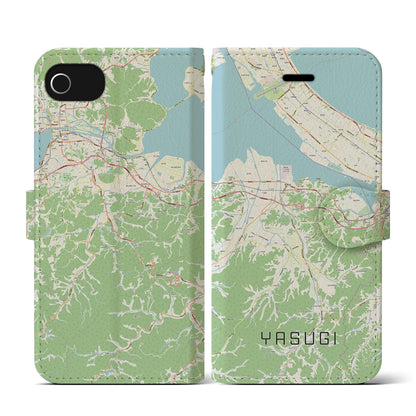 【安来（島根県）】地図柄iPhoneケース（手帳タイプ）ナチュラル・iPhone SE（第3 / 第2世代） / 8 / 7 / 6s / 6 用