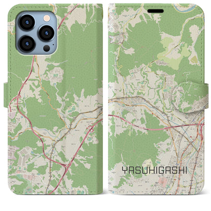 【安東】地図柄iPhoneケース（手帳両面タイプ・ナチュラル）iPhone 13 Pro Max 用