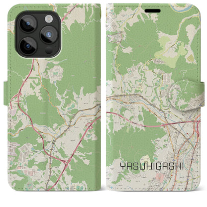 【安東】地図柄iPhoneケース（手帳両面タイプ・ナチュラル）iPhone 15 Pro Max 用