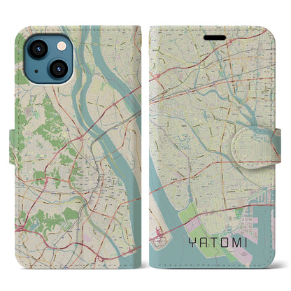 【弥富（愛知県）】地図柄iPhoneケース（手帳タイプ）ナチュラル・iPhone 13 用