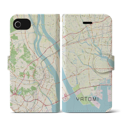 【弥富（愛知県）】地図柄iPhoneケース（手帳タイプ）ナチュラル・iPhone SE（第3 / 第2世代） / 8 / 7 / 6s / 6 用