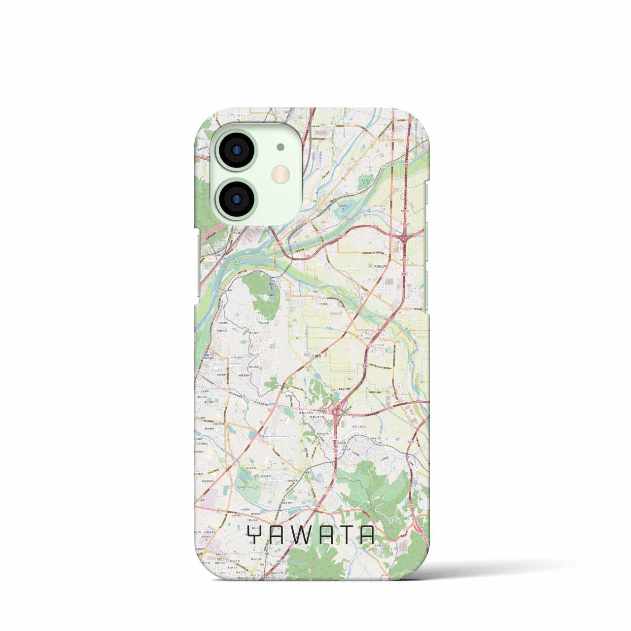 【八幡（京都府）】地図柄iPhoneケース（バックカバータイプ・ナチュラル）iPhone 12 mini 用