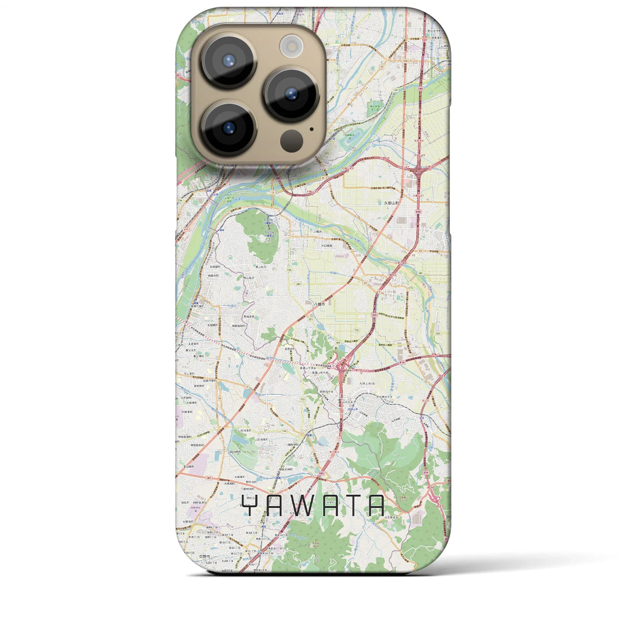 【八幡（京都府）】地図柄iPhoneケース（バックカバータイプ・ナチュラル）iPhone 14 Pro Max 用