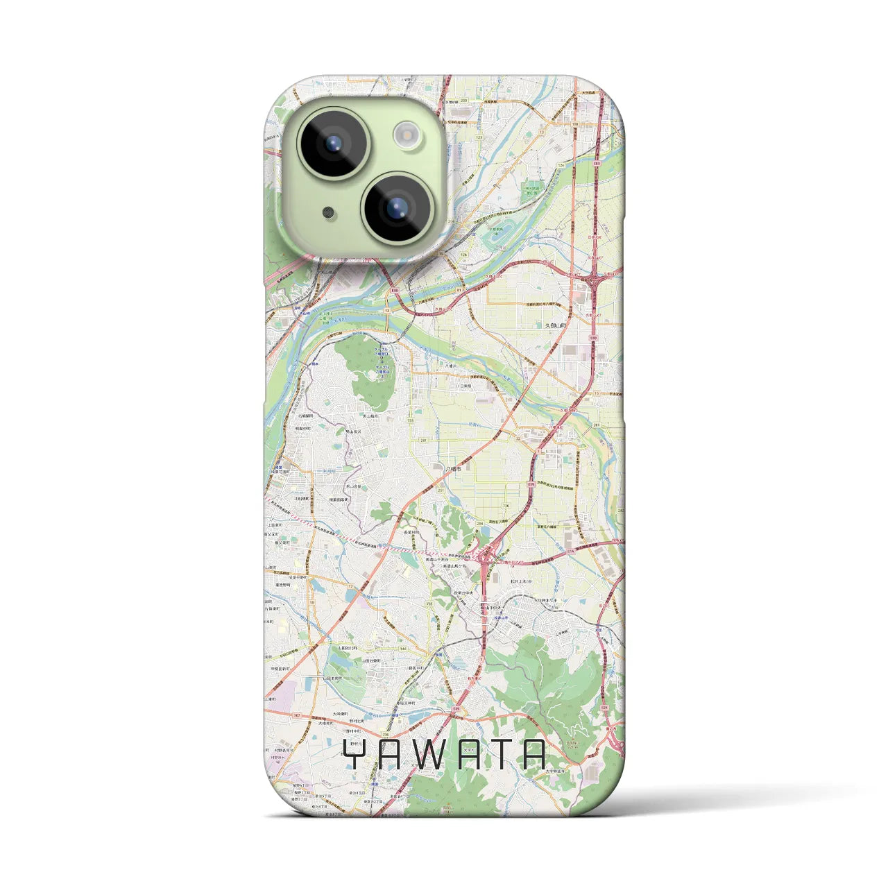 【八幡（京都府）】地図柄iPhoneケース（バックカバータイプ・ナチュラル）iPhone 15 用