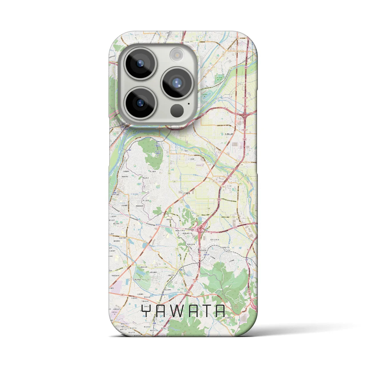 【八幡（京都府）】地図柄iPhoneケース（バックカバータイプ・ナチュラル）iPhone 15 Pro 用