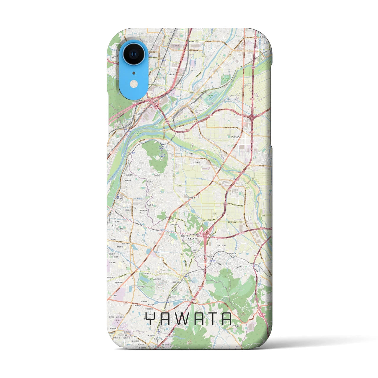 【八幡（京都府）】地図柄iPhoneケース（バックカバータイプ・ナチュラル）iPhone XR 用