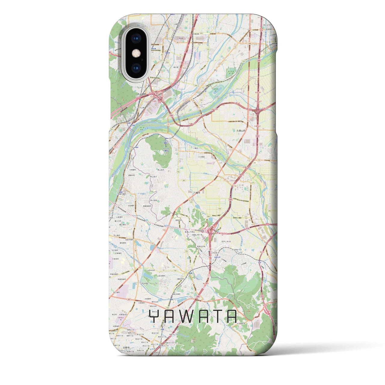 【八幡（京都府）】地図柄iPhoneケース（バックカバータイプ・ナチュラル）iPhone XS Max 用