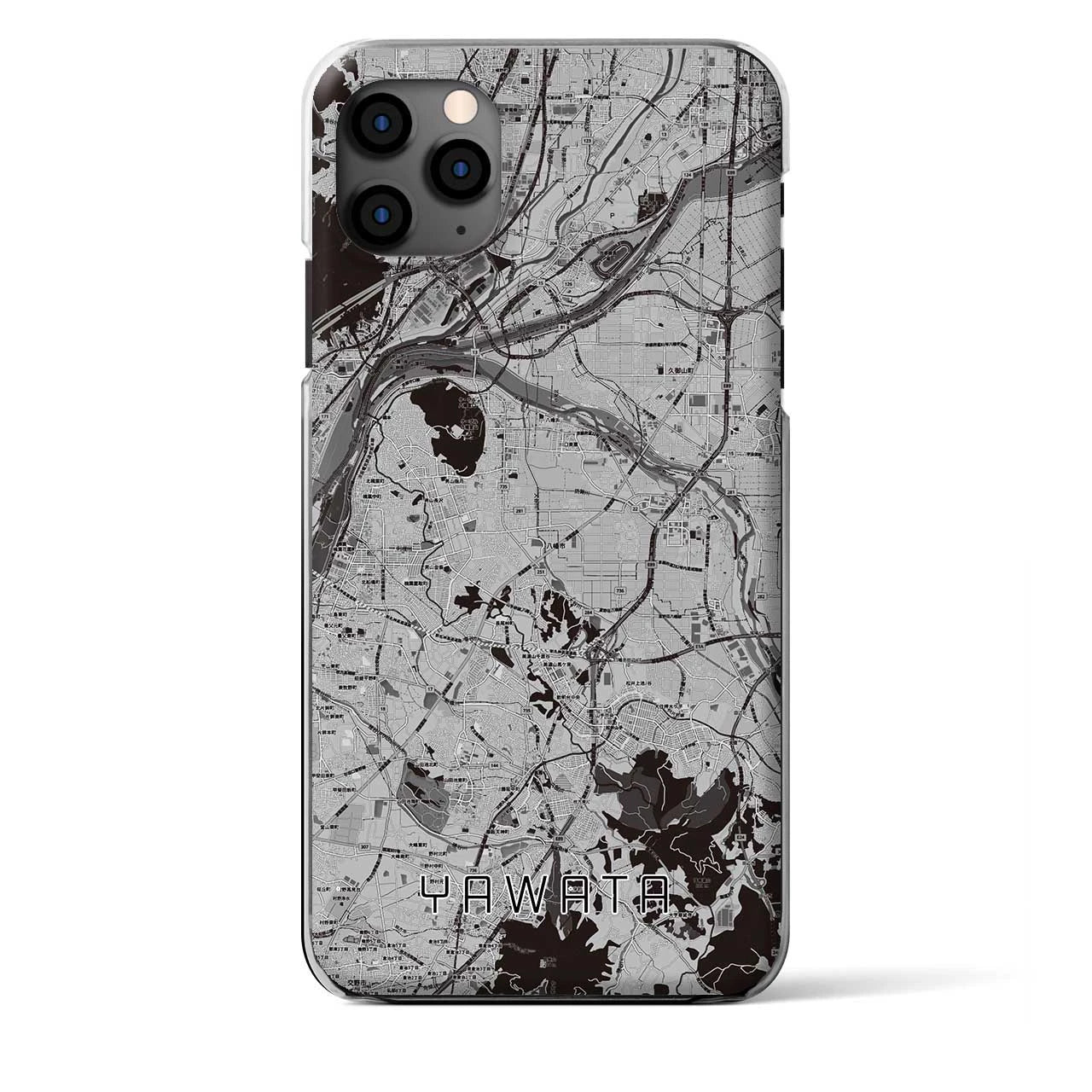 【八幡（京都府）】地図柄iPhoneケース（クリアタイプ・モノトーン）iPhone 11 Pro Max 用