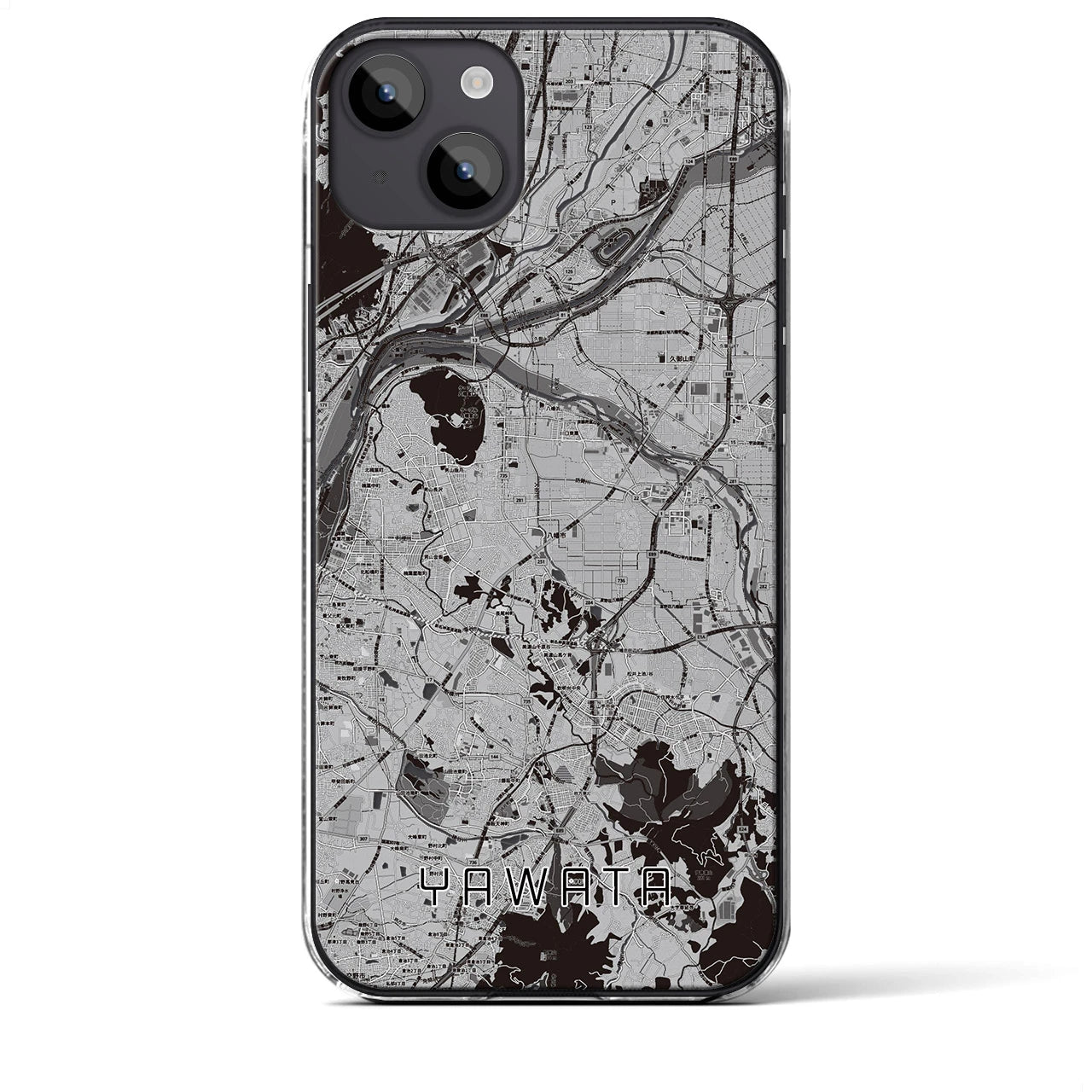 【八幡（京都府）】地図柄iPhoneケース（クリアタイプ・モノトーン）iPhone 14 Plus 用