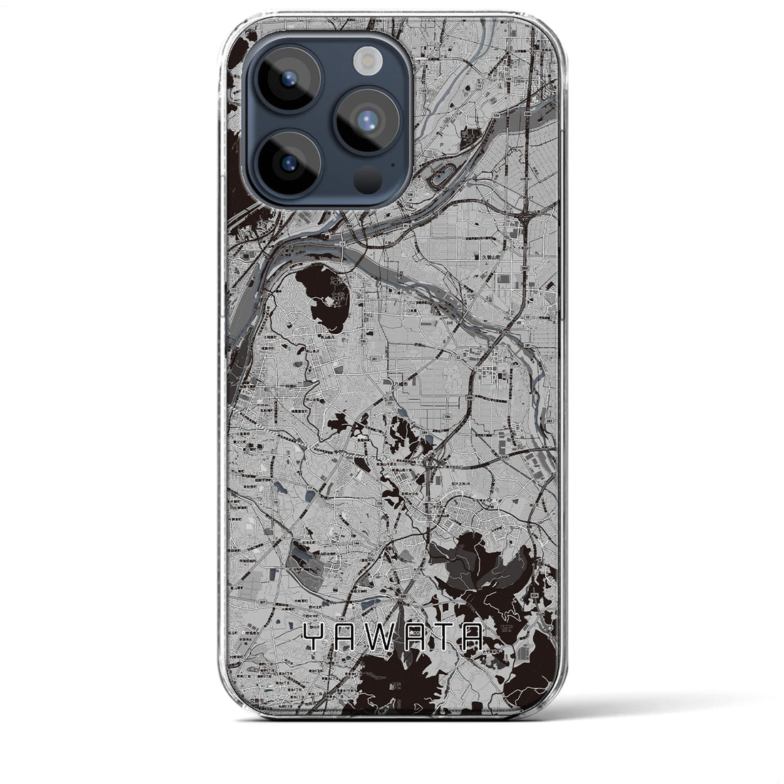 【八幡（京都府）】地図柄iPhoneケース（クリアタイプ・モノトーン）iPhone 15 Pro Max 用