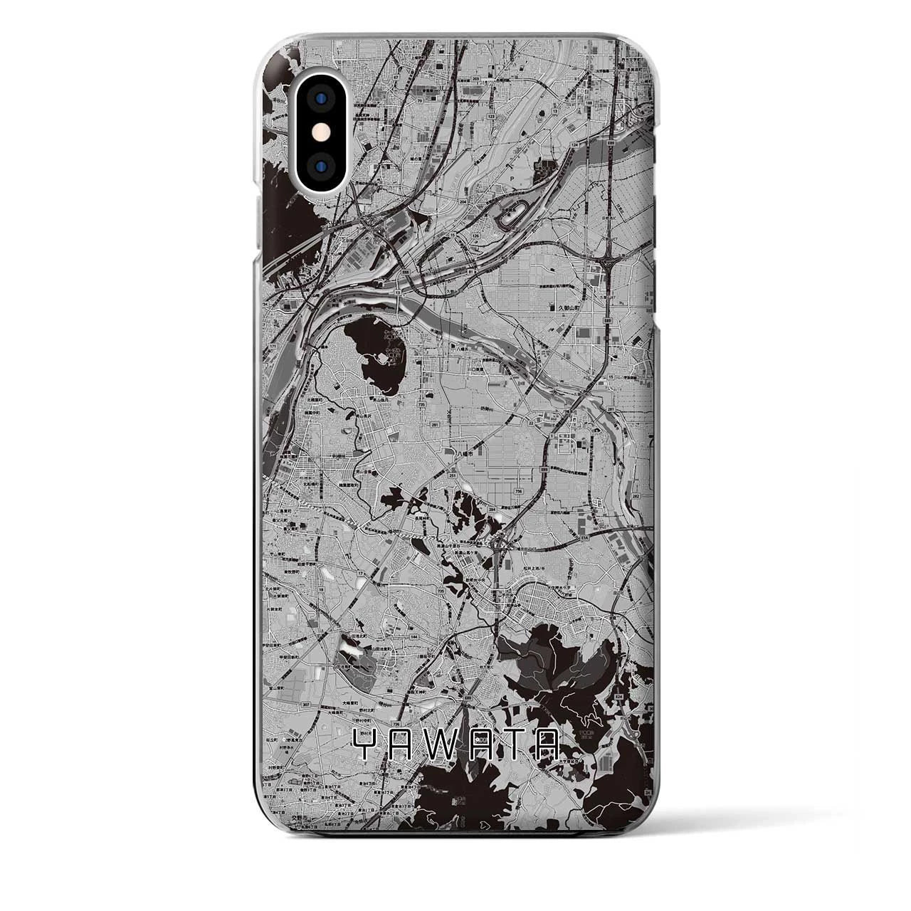 【八幡（京都府）】地図柄iPhoneケース（クリアタイプ・モノトーン）iPhone XS Max 用