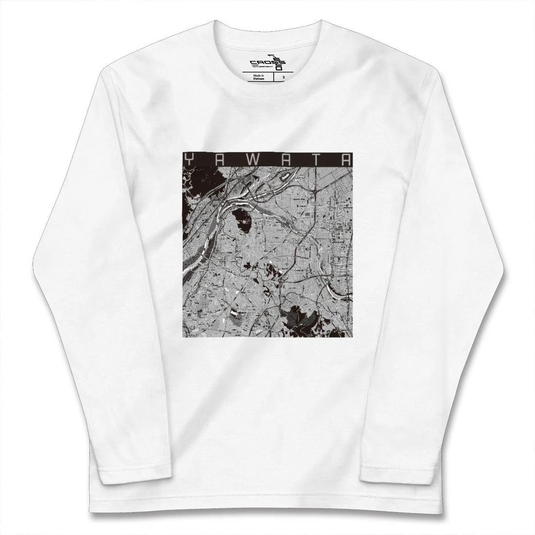 【八幡(京都府)(京都府)】地図柄ロングスリーブTシャツ