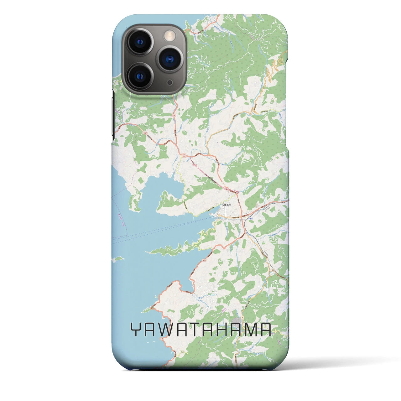 【八幡浜】地図柄iPhoneケース（バックカバータイプ・ナチュラル）iPhone 11 Pro Max 用
