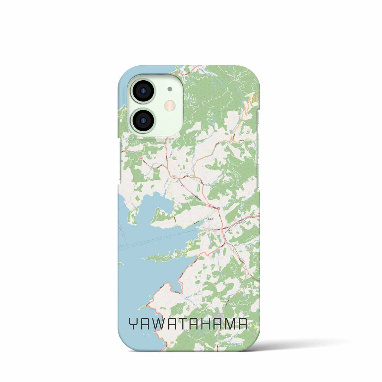 【八幡浜】地図柄iPhoneケース（バックカバータイプ・ナチュラル）iPhone 12 mini 用