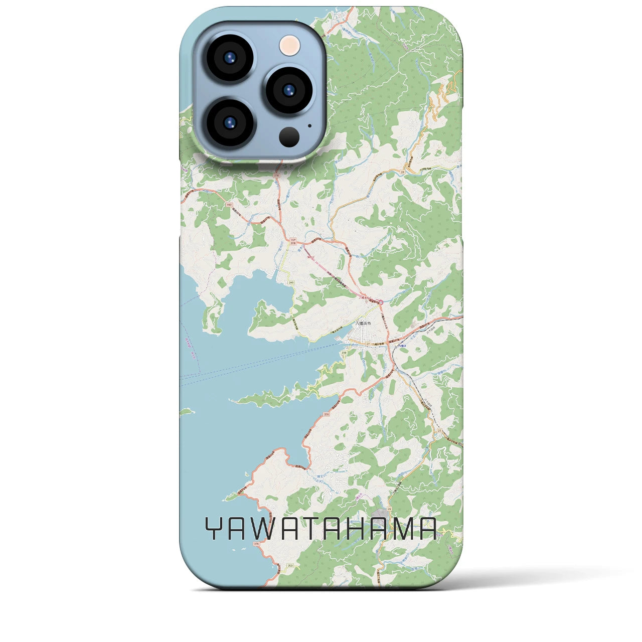 【八幡浜】地図柄iPhoneケース（バックカバータイプ・ナチュラル）iPhone 13 Pro Max 用