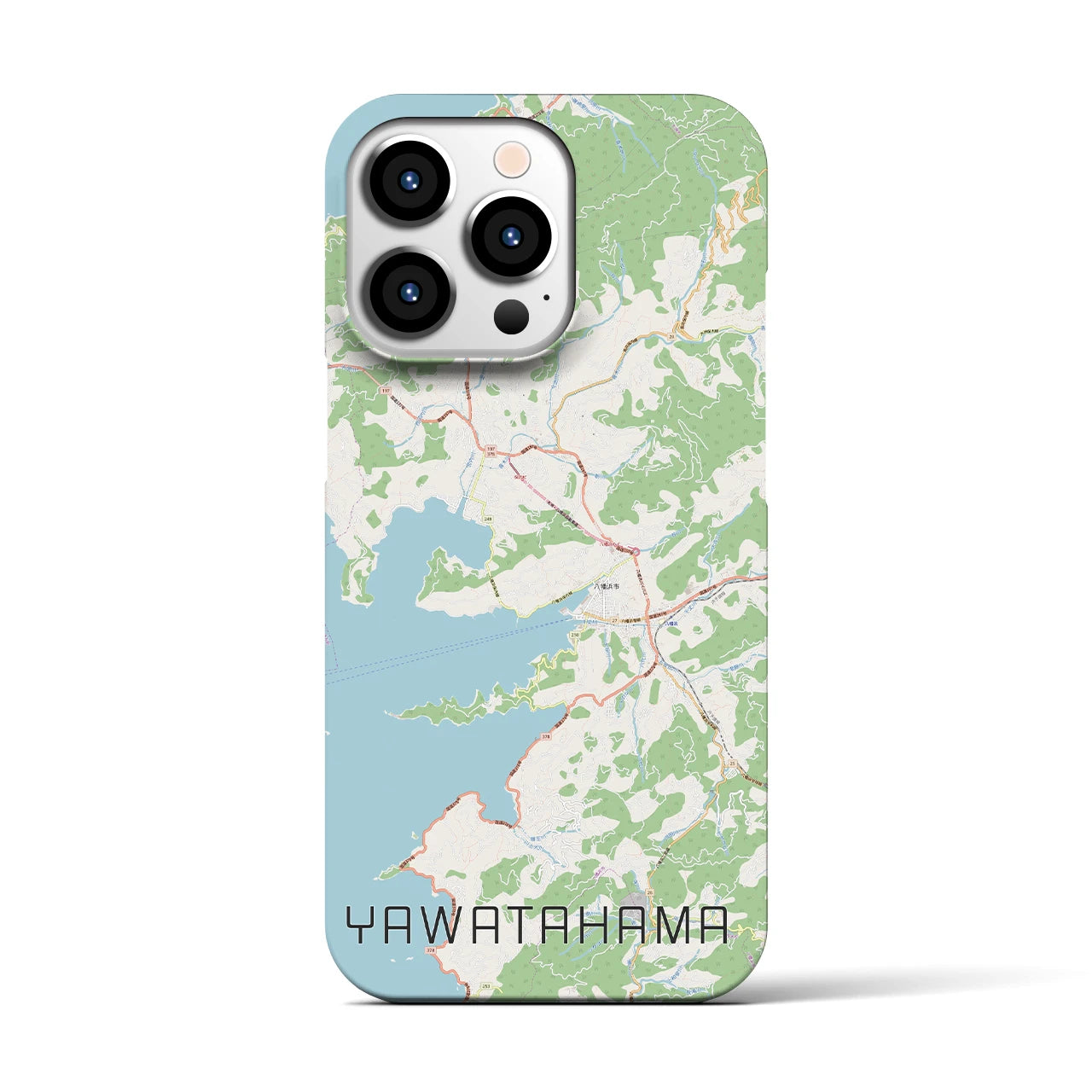 【八幡浜】地図柄iPhoneケース（バックカバータイプ・ナチュラル）iPhone 13 Pro 用