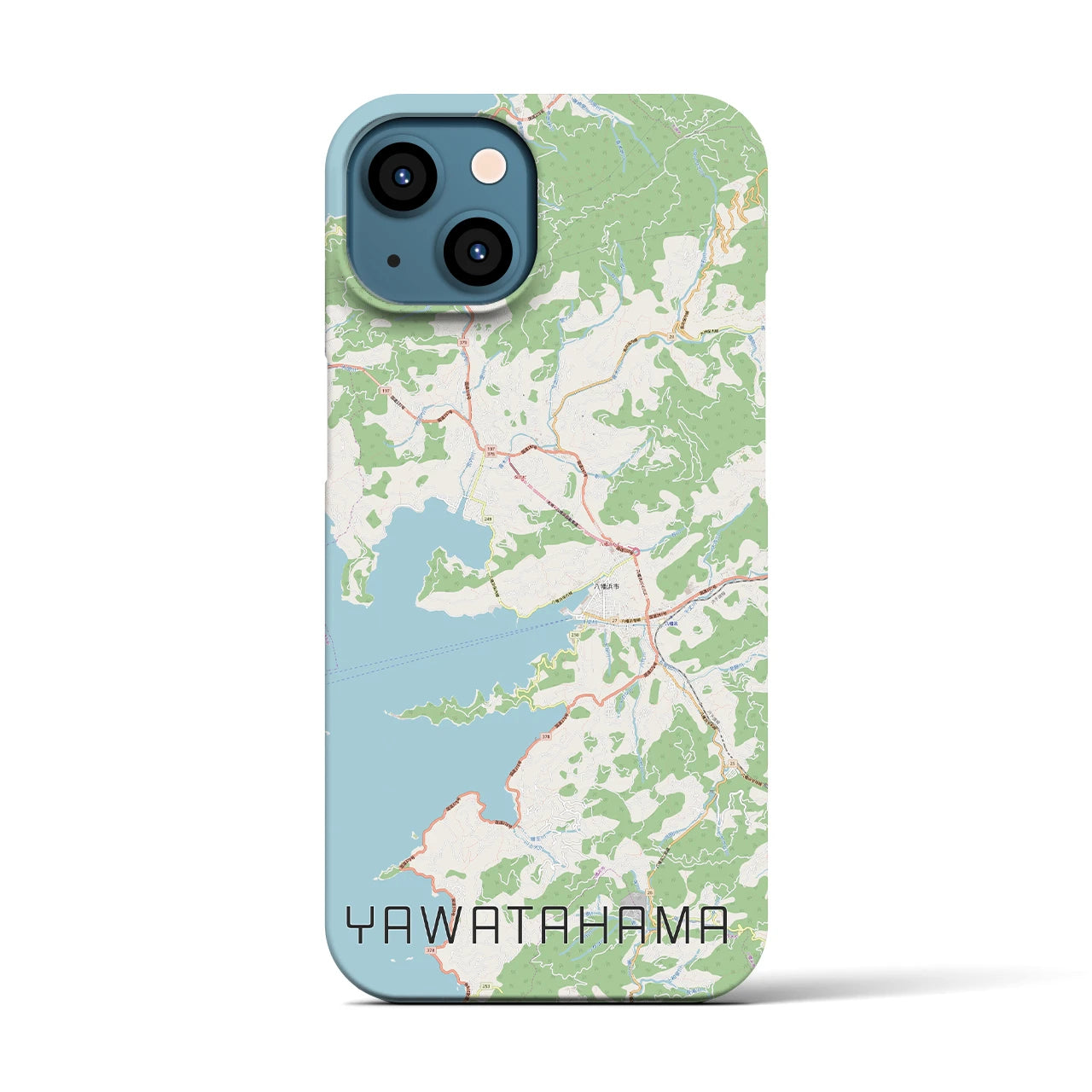 【八幡浜】地図柄iPhoneケース（バックカバータイプ・ナチュラル）iPhone 13 用