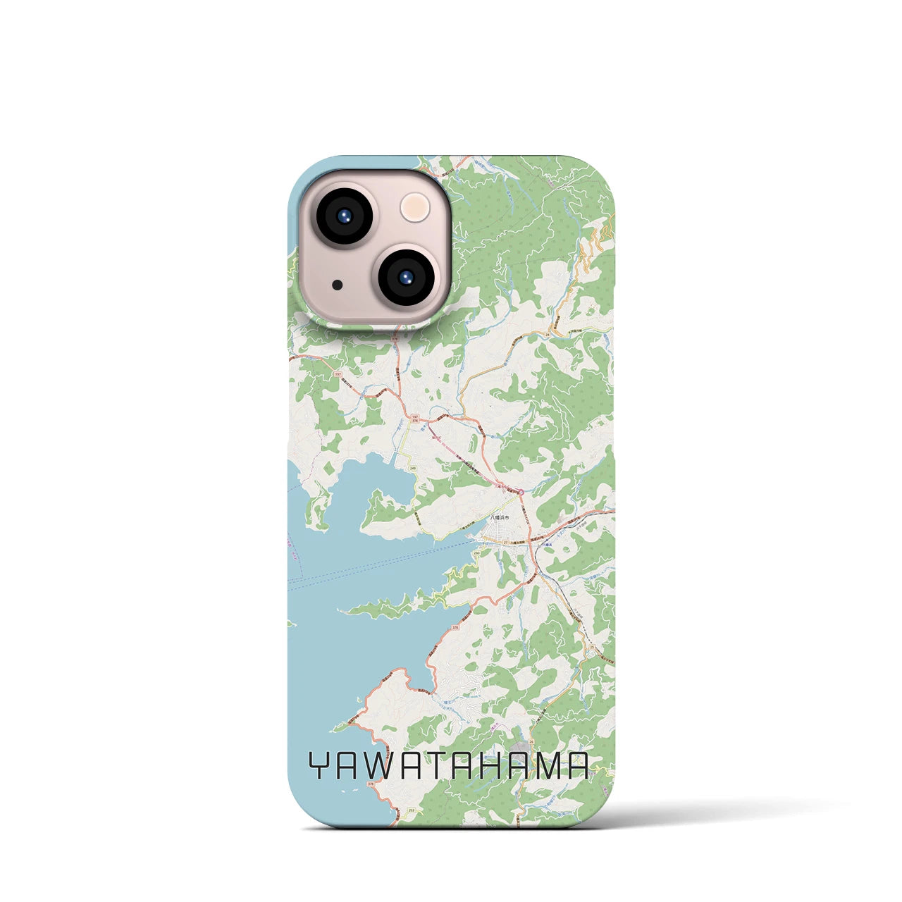 【八幡浜】地図柄iPhoneケース（バックカバータイプ・ナチュラル）iPhone 13 mini 用