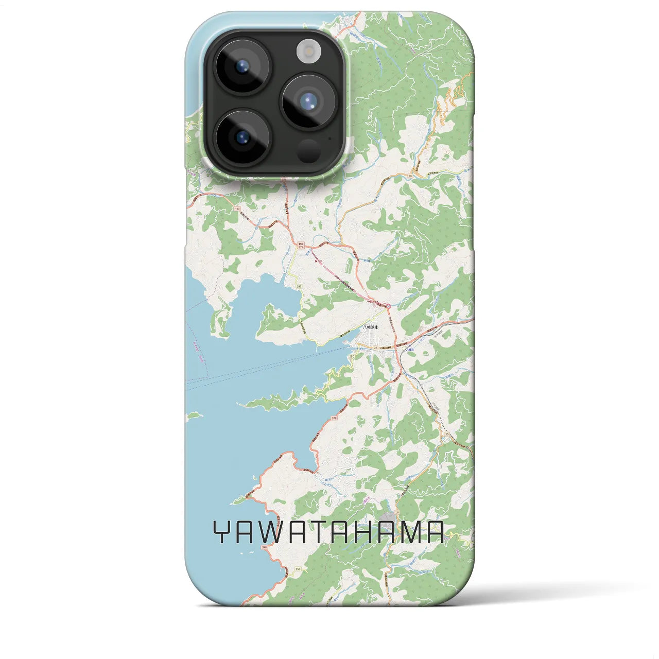 【八幡浜】地図柄iPhoneケース（バックカバータイプ・ナチュラル）iPhone 15 Pro Max 用