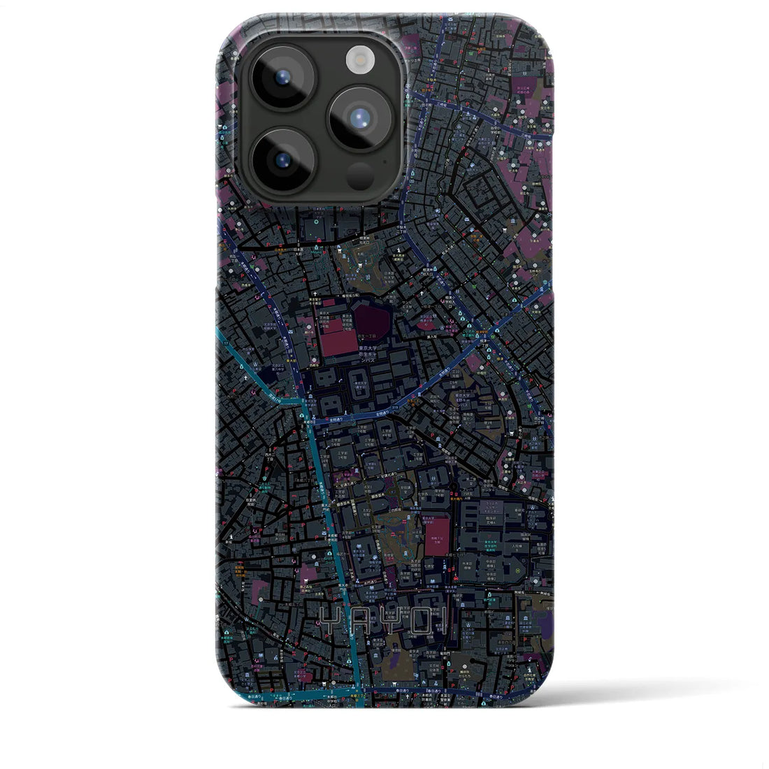 【弥生】地図柄iPhoneケース（バックカバータイプ・ブラック）iPhone 15 Pro Max 用