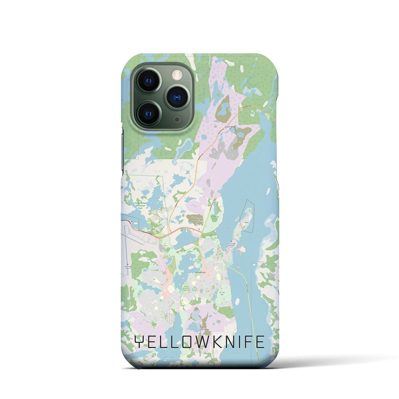 【イエローナイフ】地図柄iPhoneケース（バックカバータイプ・ナチュラル）iPhone 11 Pro 用