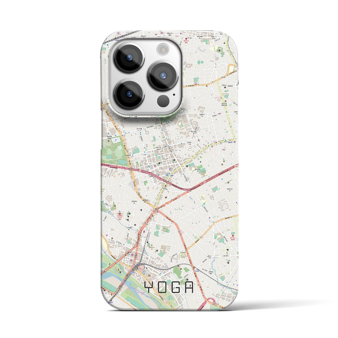 【用賀】地図柄iPhoneケース（バックカバータイプ・ナチュラル）iPhone 14 Pro 用